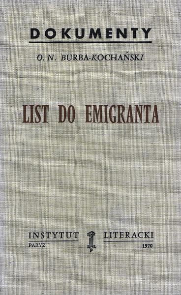 Letter to an Emigrant List Do Emigranta